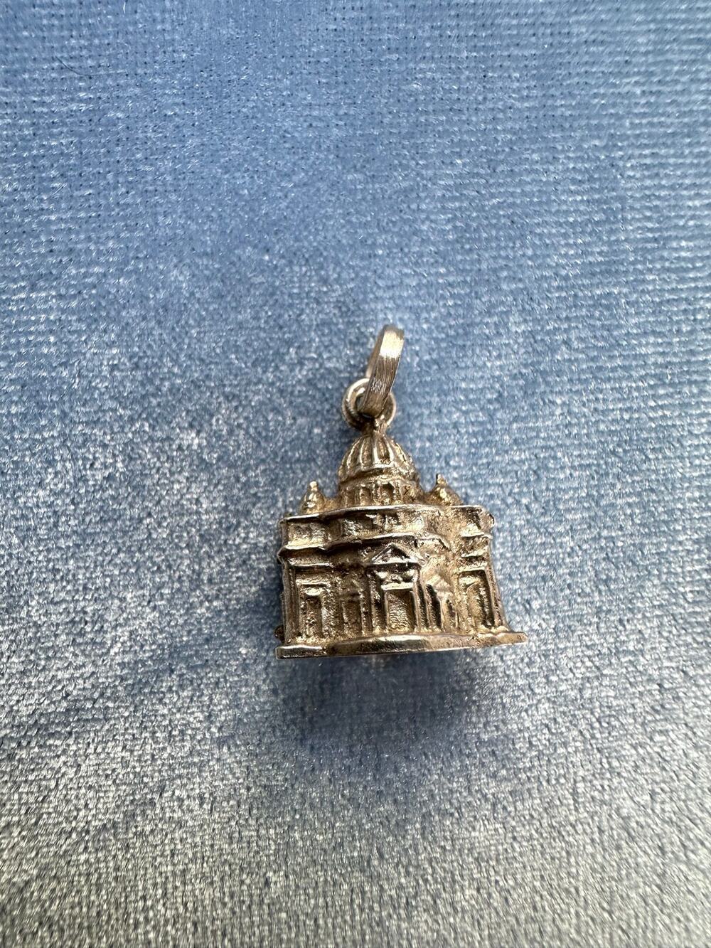 Vintage Sterling Silver St Peters Basilica Vatican City Rome Charm Pendant 925